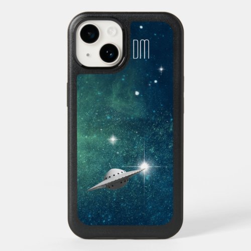 Blue Galaxy UFO Space Monogram OtterBox iPhone 14 Case
