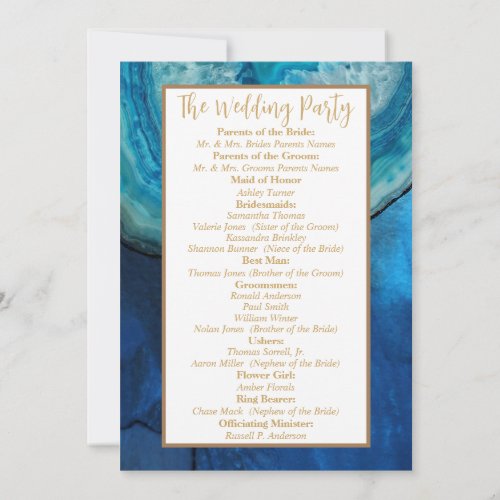 Blue Galaxy Wedding Program 
