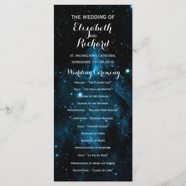 Blue Galaxy Wedding Programs (Front)