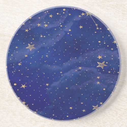 Blue Galaxy with Golden Stars  Coaster