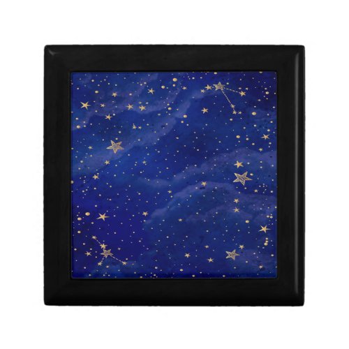 Blue Galaxy with Golden Stars Gift Box
