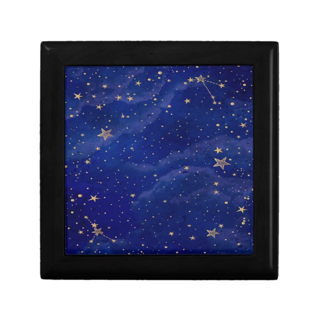 Blue Galaxy with Golden Stars Gift Box (Front)