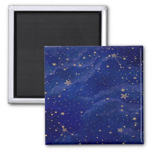 Blue Galaxy with Golden Stars Magnet