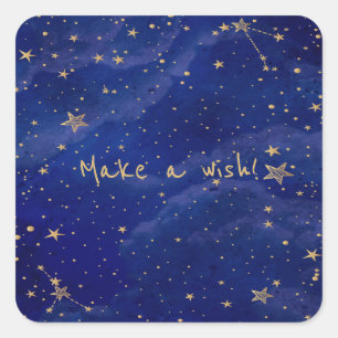 Blue Galaxy with Golden Stars  Square Sticker