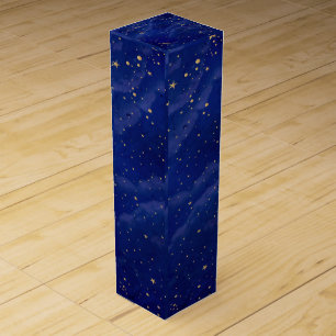 Blue Galaxy with Golden Stars  Wine Box