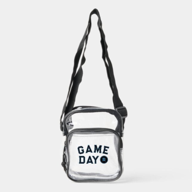 Blue Game Day Varsity Letter Monogram Clear Crossbody Bag (Front)