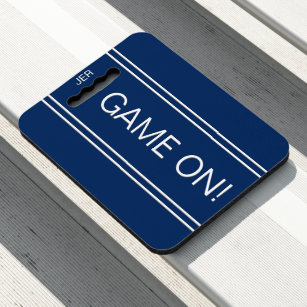 Blue GAME ON Quote Monogrammed Stadium Sports Seat Cushion