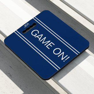 Blue GAME ON Quote Monogrammed Stadium Sports Seat Cushion
