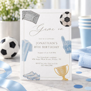 Blue Game On Soccer Birthday Party Boys Sports Invitation