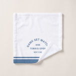 Blue Game Set Match Crest Stripe Tennis Face Wash Cloth
