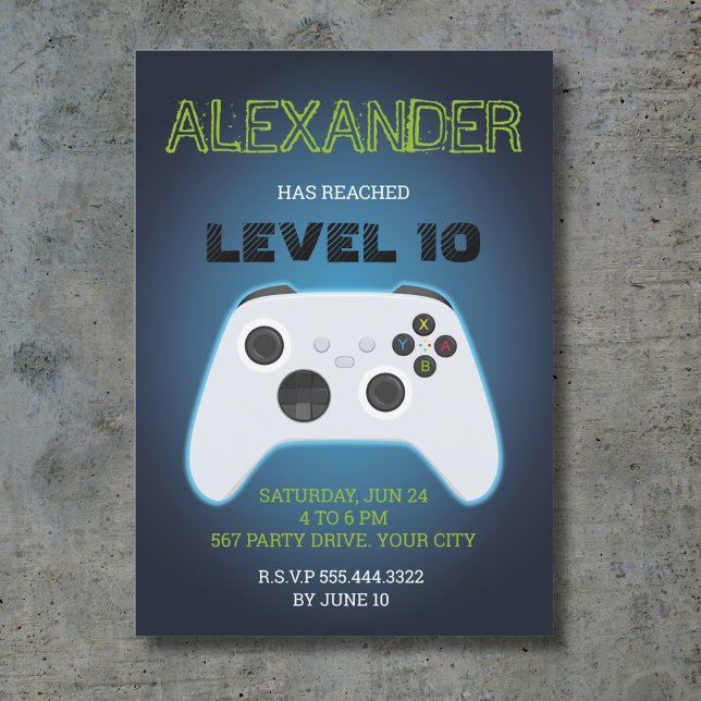 Blue Gamer birthday invitation (Creator Uploaded)