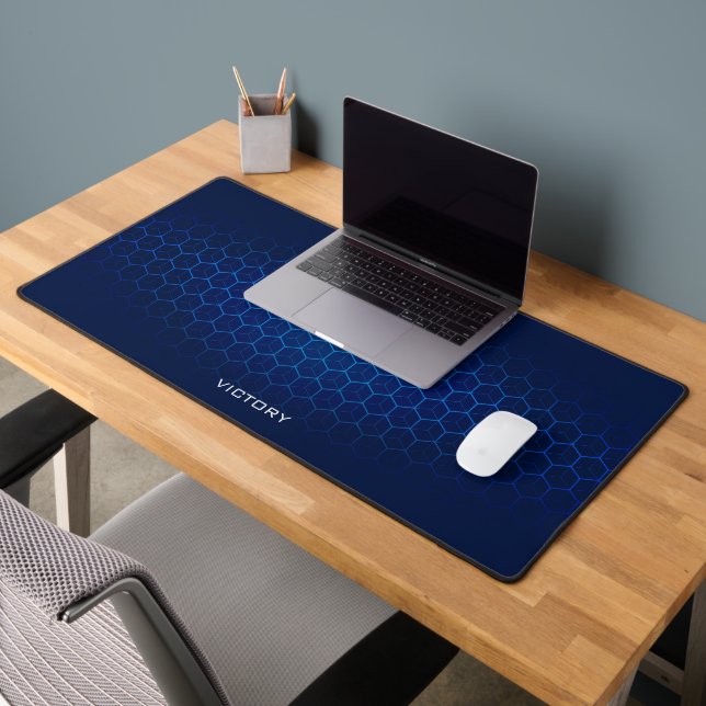 Blue Gaming Pattern Video Game Lovers Desk Mat (Office 2)