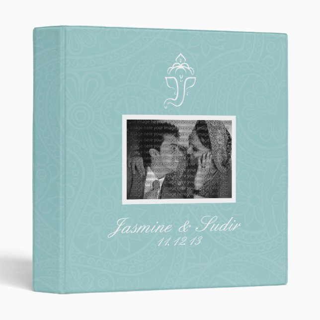 Blue Ganesha Wedding Photo Album Binder (Front/Spine)