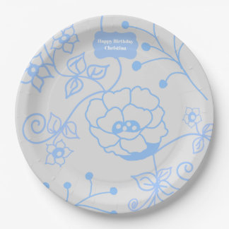 Blue Garden 9 in. Paper Plates