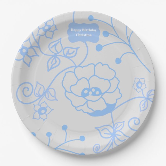 Blue Garden 9 in. Paper Plates (Front)