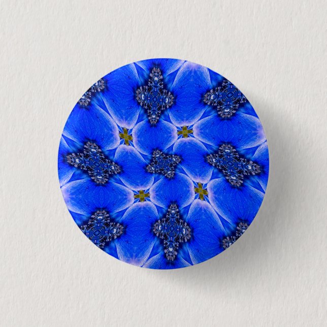 Blue Garden Anemone Pattern Button (Front)