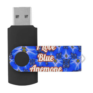 Blue Garden Anemone Pattern Flash Drive