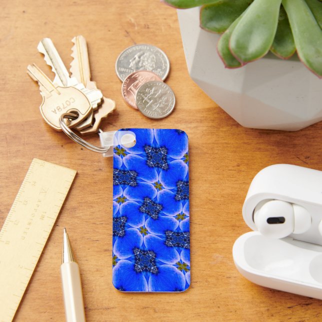Blue Garden Anemone Pattern Keychain (Desk)