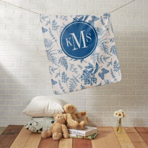 Blue Garden Butterfly & Floral Garden Pattern Baby Blanket