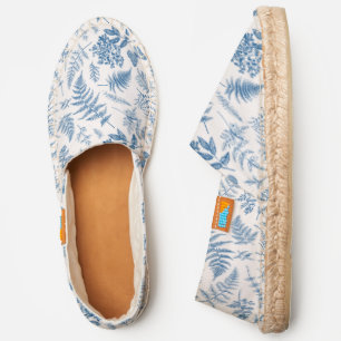Blue Garden Butterfly & Floral Garden Pattern Espadrilles