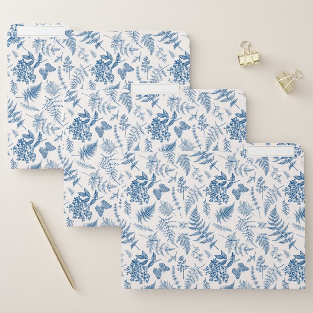 Blue Garden Butterfly & Floral Garden Pattern File Folder (Set)