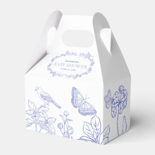 Blue Garden Chinoiserie Baby Shower Favor Box