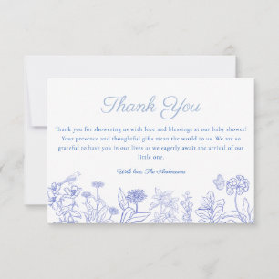 Blue Garden Chinoiserie Baby Shower Thank You Card