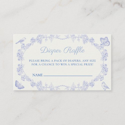 Blue Garden Chinoiserie Diaper Raffle Ticket Enclosure Card