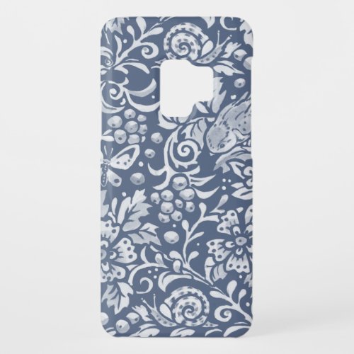 Blue Garden Floral Bird Snail Tile Art Denim   Case_Mate Samsung Galaxy S9 Case