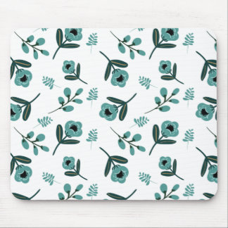 Blue Garden Floral Night Throw Pillow Mouse Pad