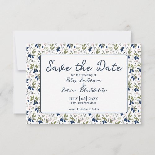 Blue Garden Haskap Berry Floral Spring Wedding Save The Date