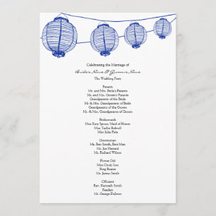 Blue Garden Lanterns Wedding Program
