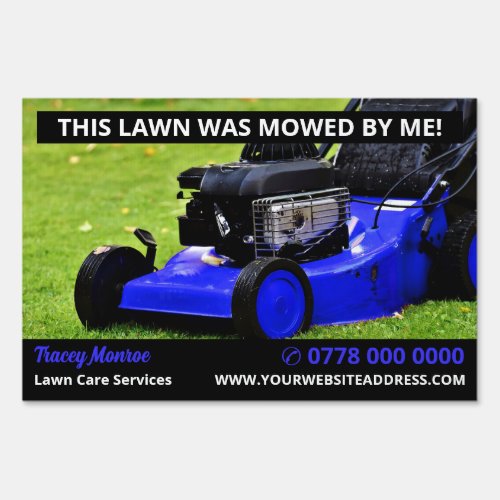 Blue Garden Lawn_Mower Lawn Care Services Advert Sign