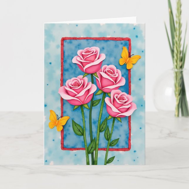 Blue Garden Mothers Day Card (Front)