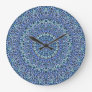 Blue Garden of Life Mandala Large Clock