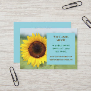 Blue Gardener Landscaper Florist Sunflower Business Card
