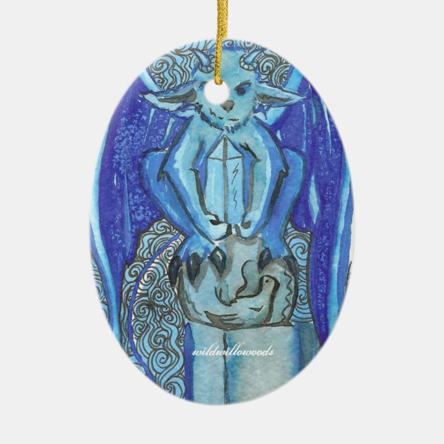 blue gargoyle ceramic ornament (Front)