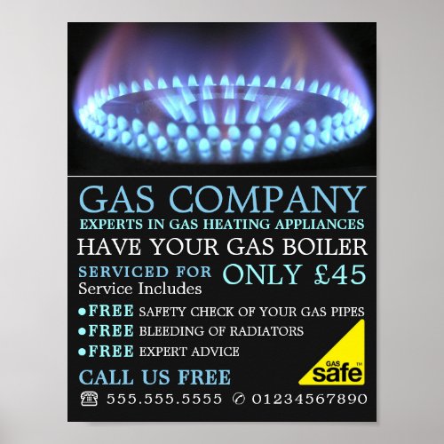 Blue Gas Ring Gas Engineer  Supplier Advertising Poster