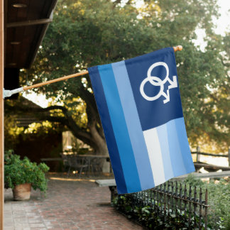 Blue Gay Love (MLM) Pride House Flag