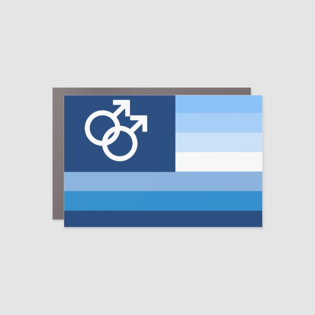Blue Gay Love (MLM) Pride House Flag Car Magnet (Front)