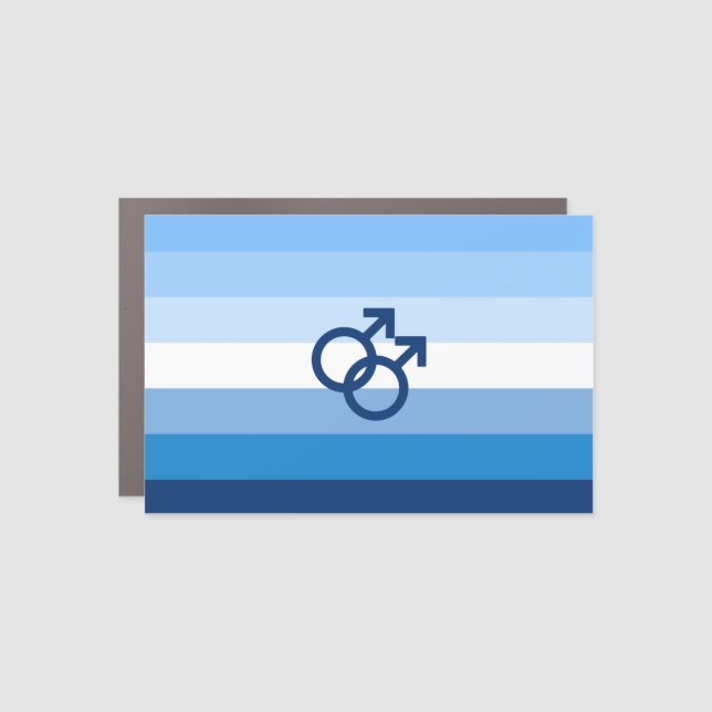 Blue Gay Love (MLM) Pride House Flag Car Magnet (Front)
