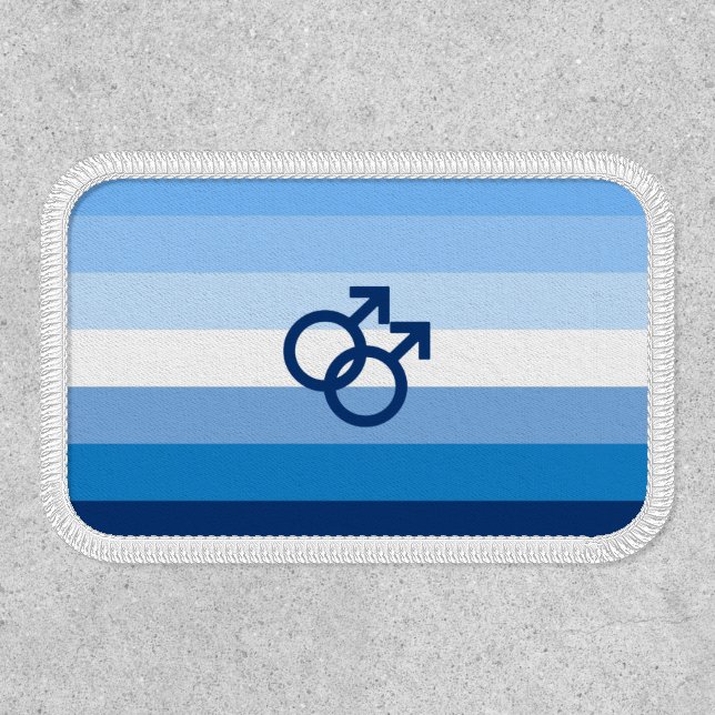 Blue Gay Love (MLM) Pride House Flag Patch (Front)