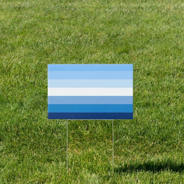 Blue Gay Male Pride House Flag Sign (Insitu)