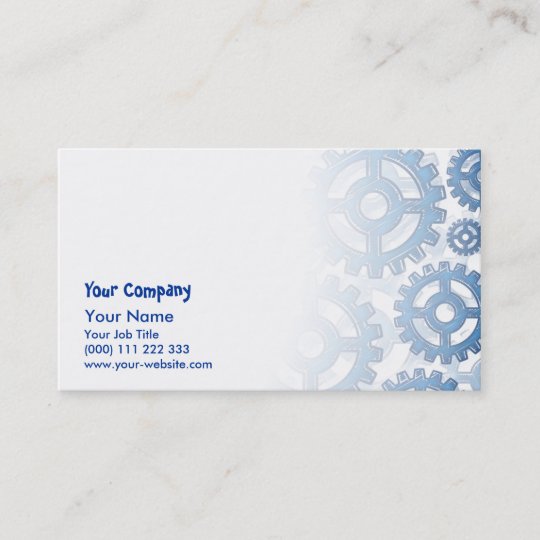 Blue gear wheels business card