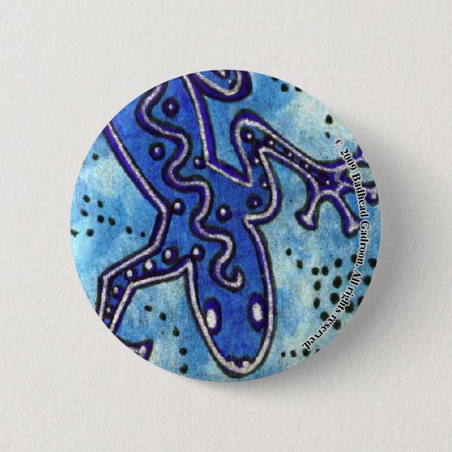 Blue Gecko Round Button (Front)