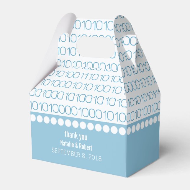 Blue Geek Chic Binary Code Favor Boxes (Front Side)