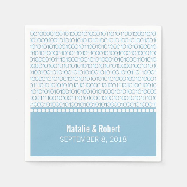 Blue Geek Chic Binary Code Paper Napkins (Front)