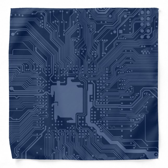 Blue Geek Motherboard Circuit Pattern Bandana (Front)