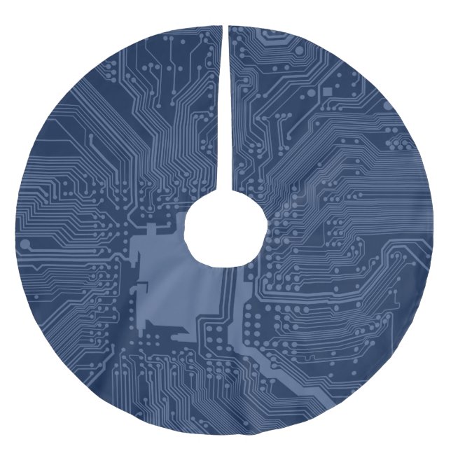 Blue Geek Motherboard Circuit Pattern Brushed Polyester Tree Skirt (Front)