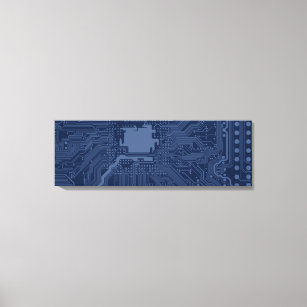 Blue Geek Motherboard Circuit Pattern Canvas Print